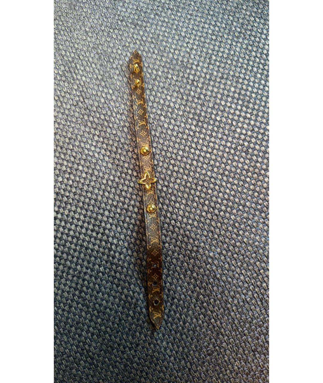 LOUIS VUITTON Коричневый кожаный браслет, фото 2