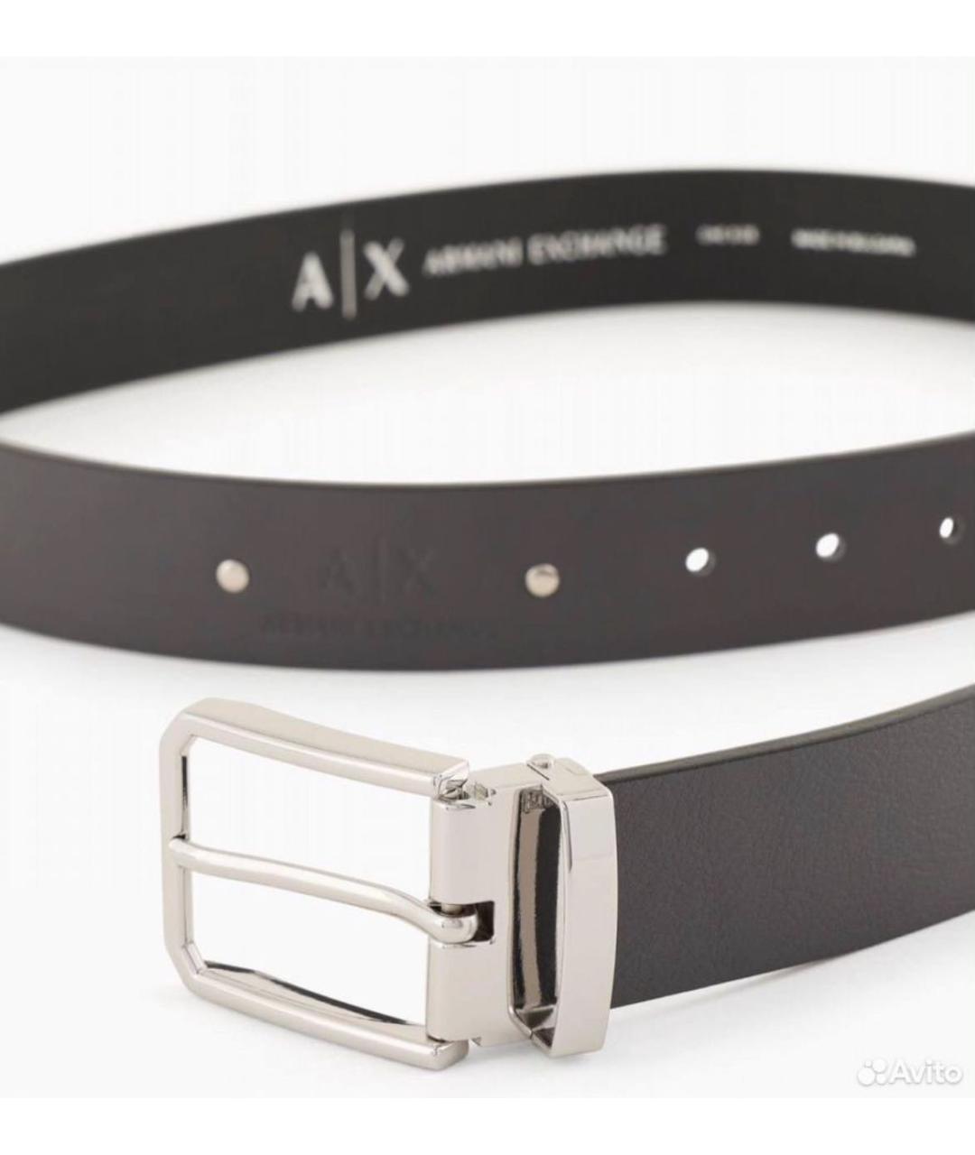 ARMANI EXCHANGE Антрацитовый кожаный ремень, фото 2