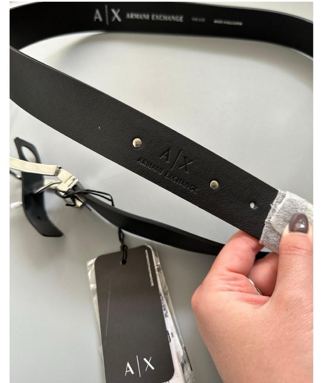 ARMANI EXCHANGE Черный кожаный ремень, фото 4