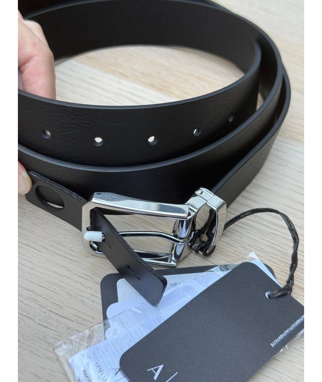 ARMANI EXCHANGE Черный кожаный ремень, фото 6