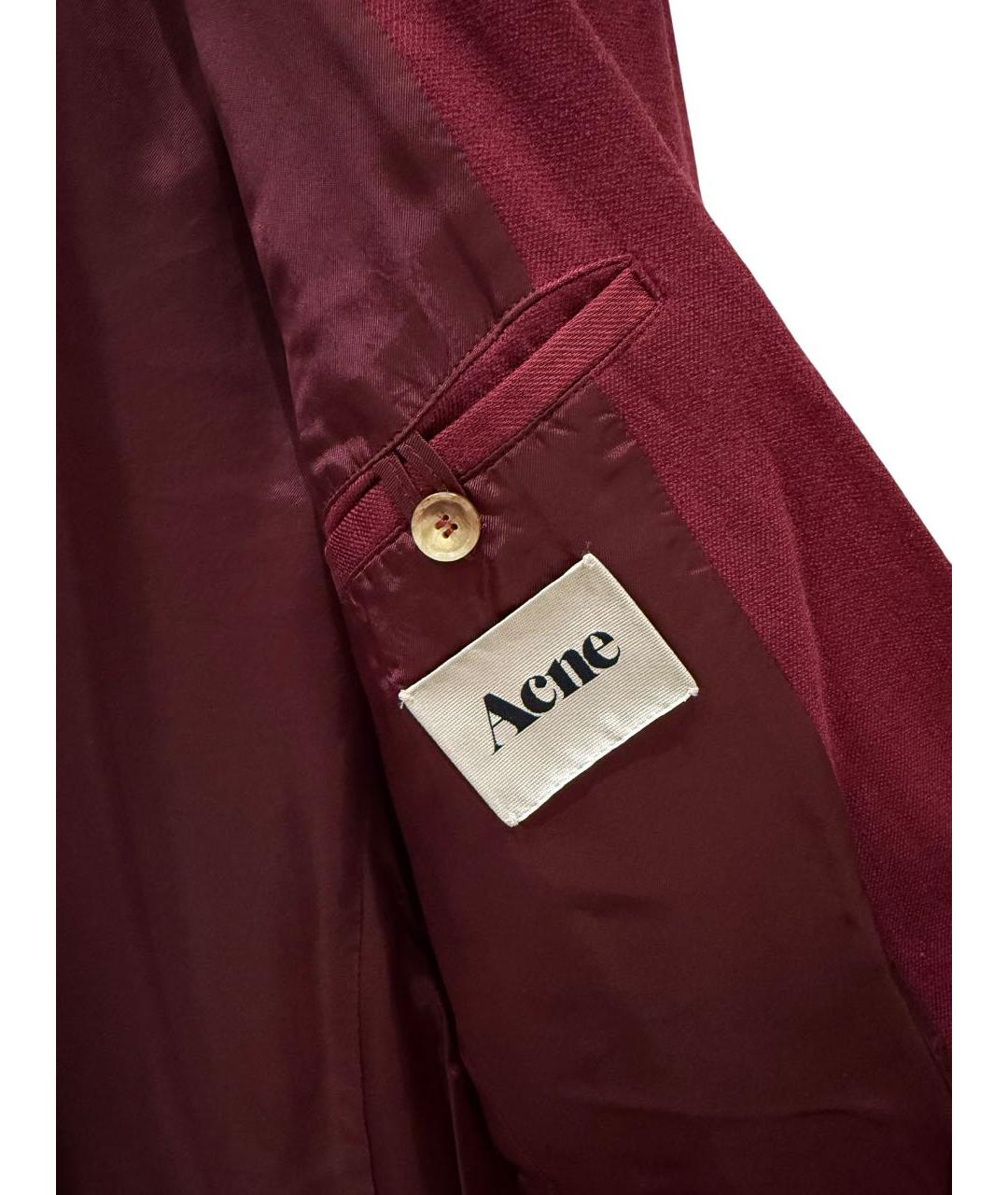 ACNE STUDIOS Бордовый шерстяной жакет/пиджак, фото 4