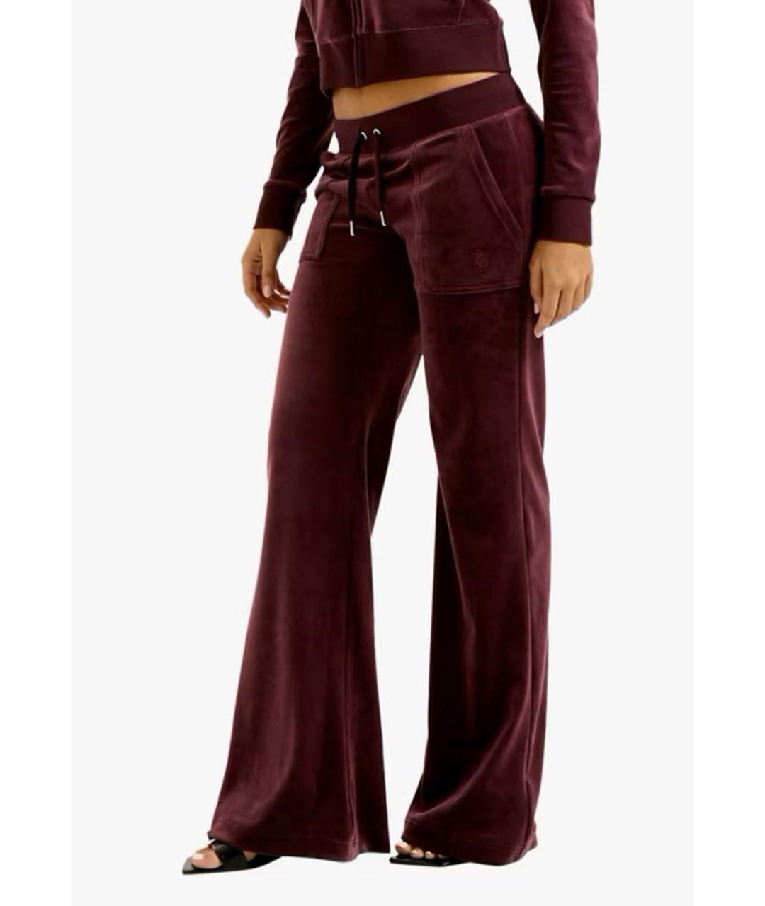 JUICY COUTURE Бордовые велюровые спортивные брюки и шорты, фото 4