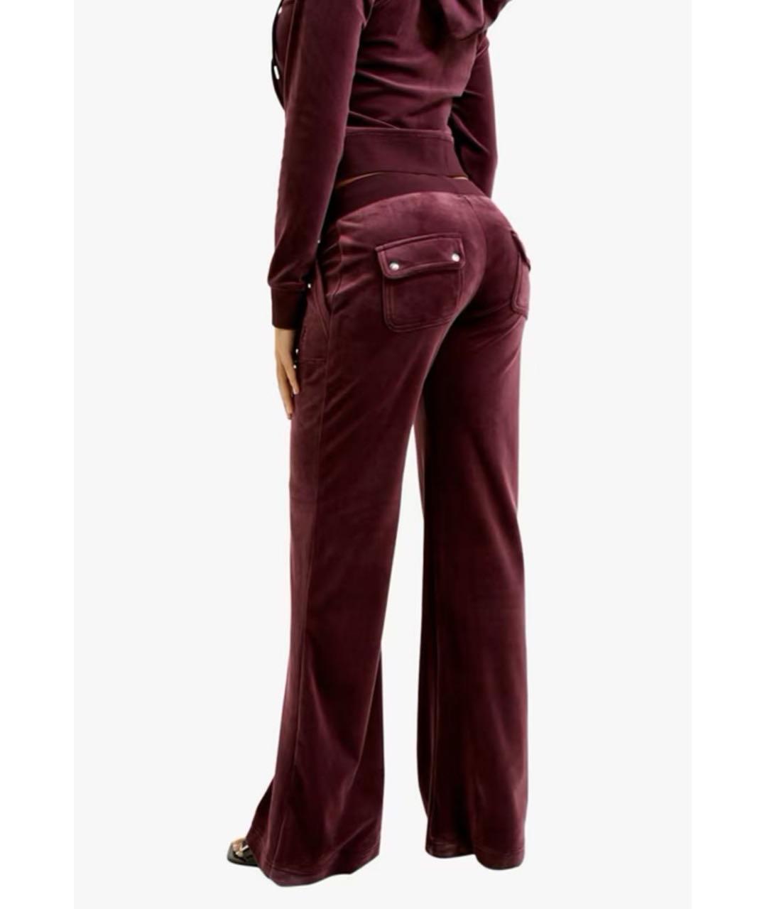JUICY COUTURE Бордовые велюровые спортивные брюки и шорты, фото 3