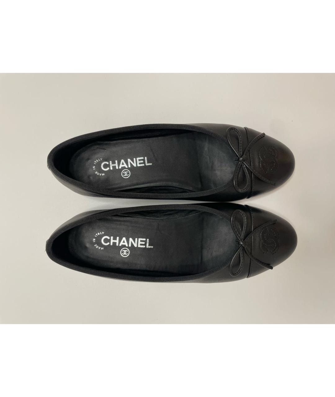 CHANEL Черные кожаные балетки, фото 8
