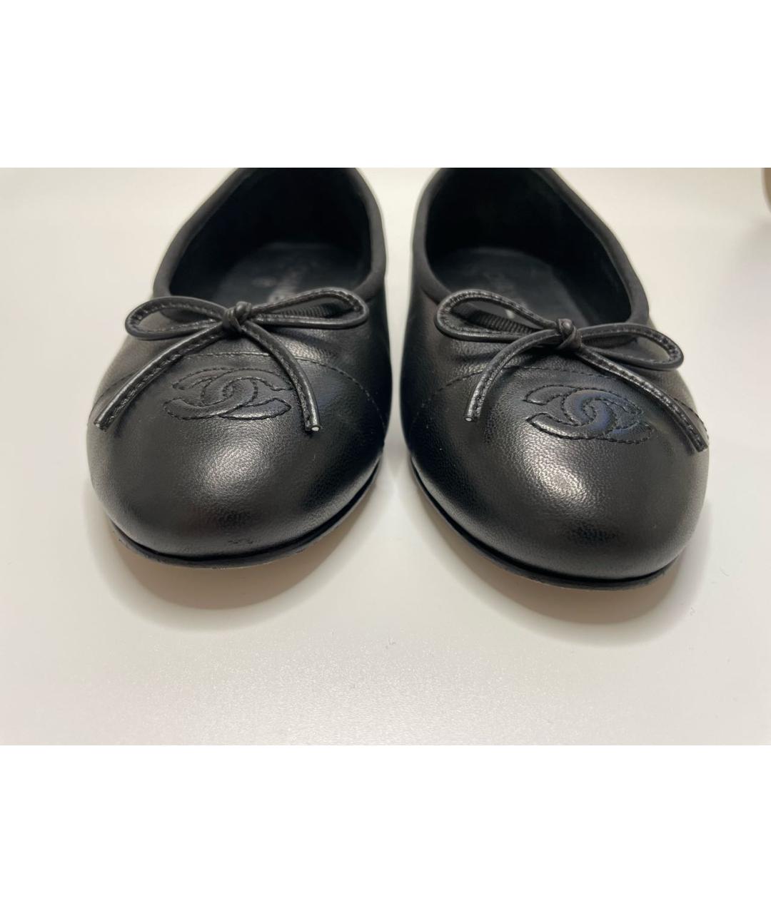 CHANEL Черные кожаные балетки, фото 4