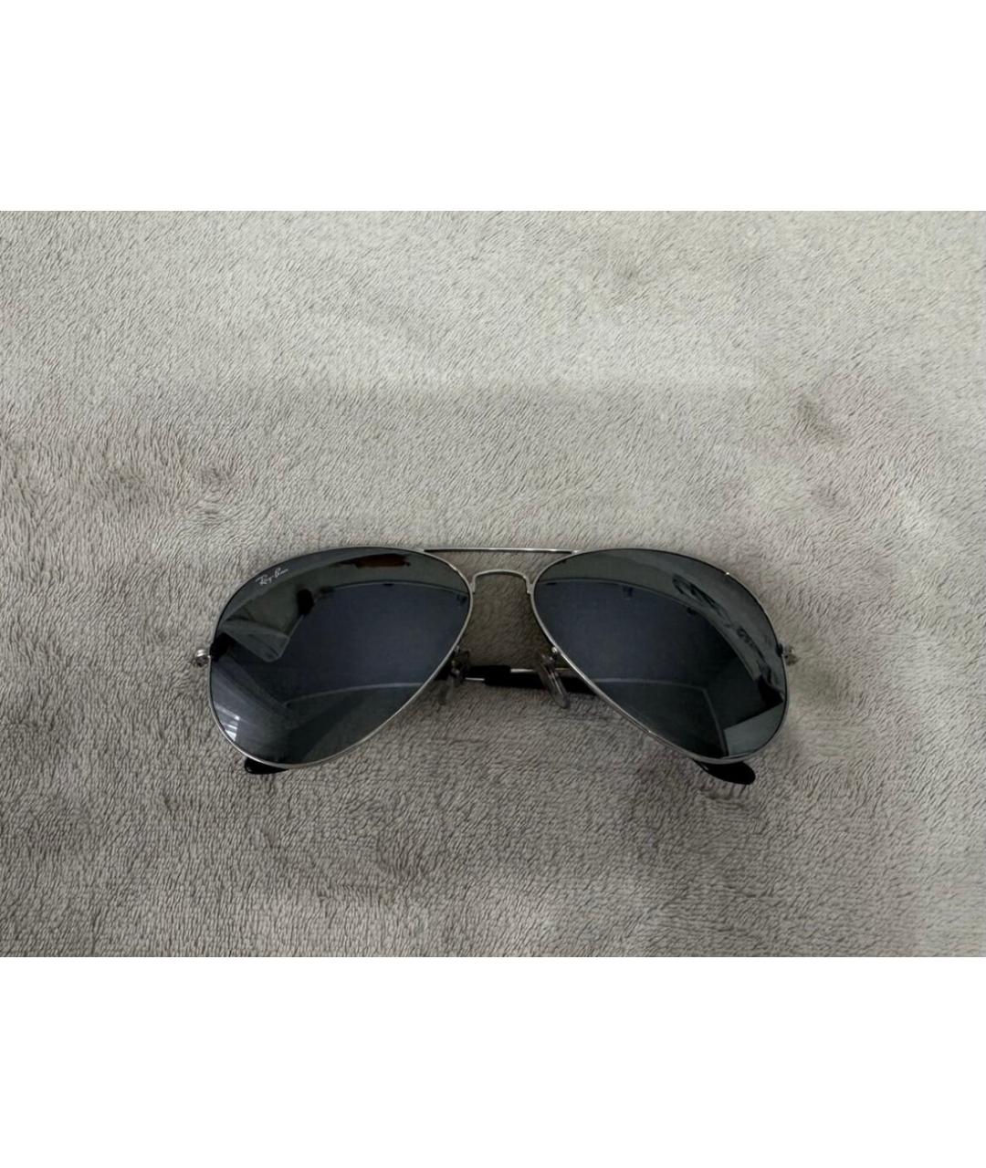 RAY BAN Серебряные металлические солнцезащитные очки, фото 5