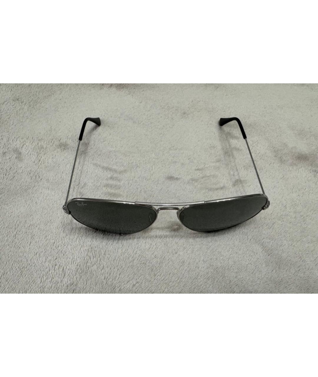 RAY BAN Серебряные металлические солнцезащитные очки, фото 2