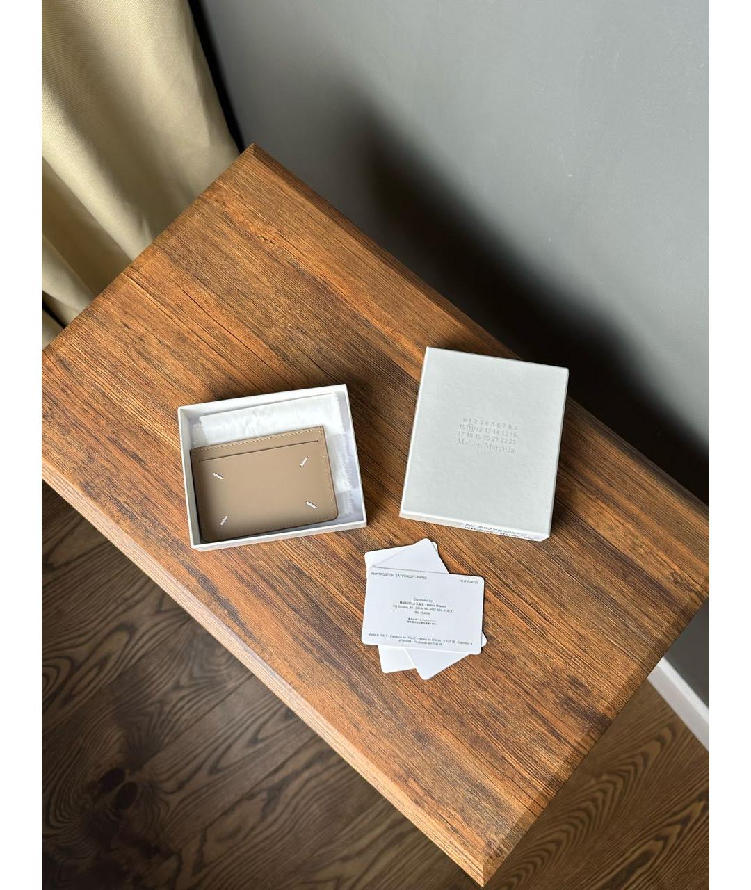 MAISON MARGIELA Бежевый кожаный кардхолдер, фото 2