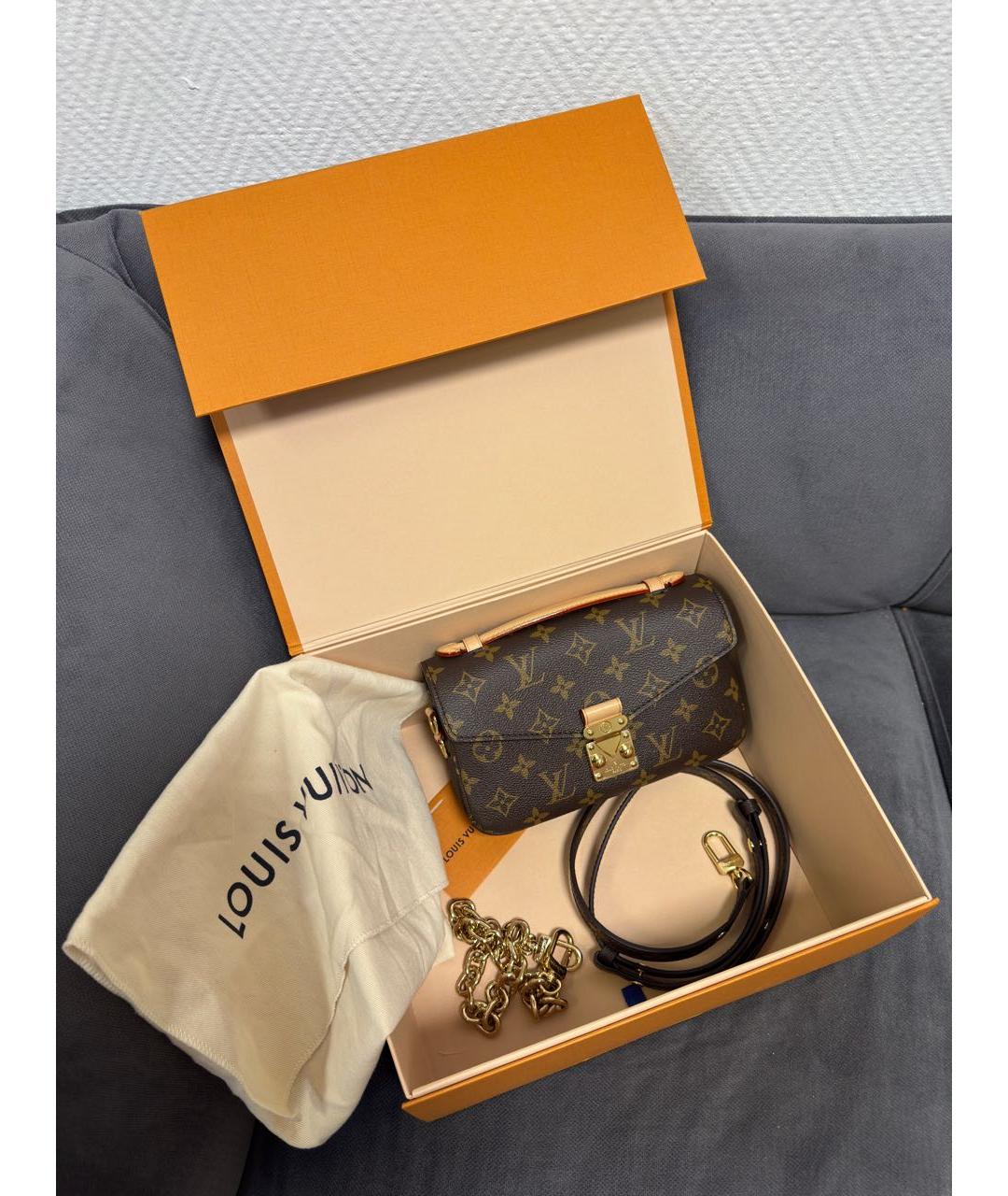 LOUIS VUITTON Коричневая кожаная сумка через плечо, фото 6