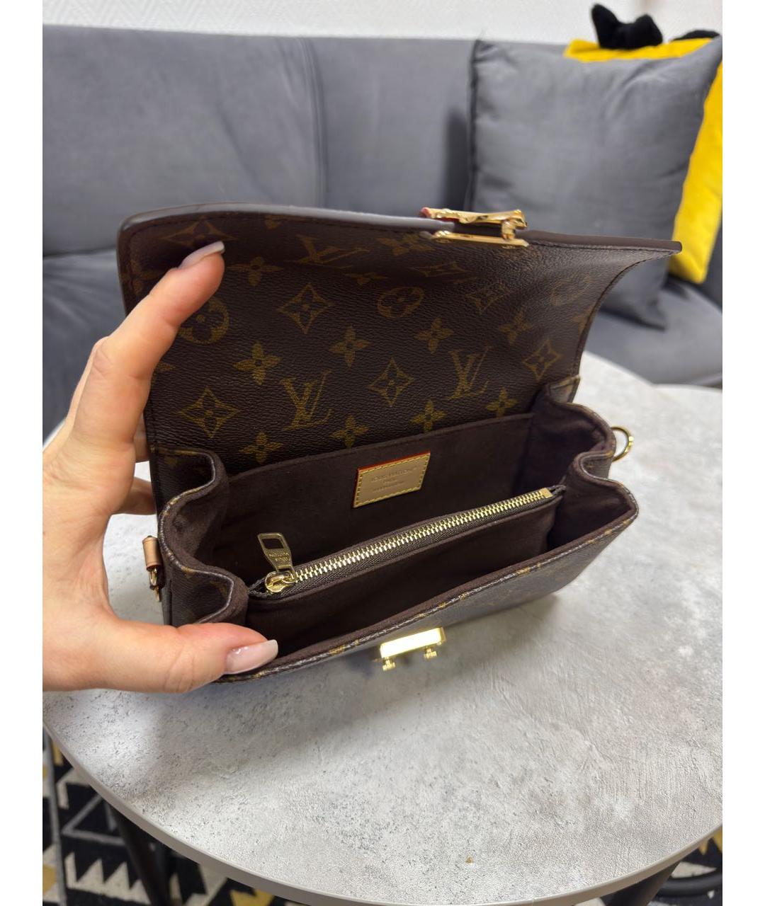 LOUIS VUITTON Коричневая кожаная сумка через плечо, фото 4