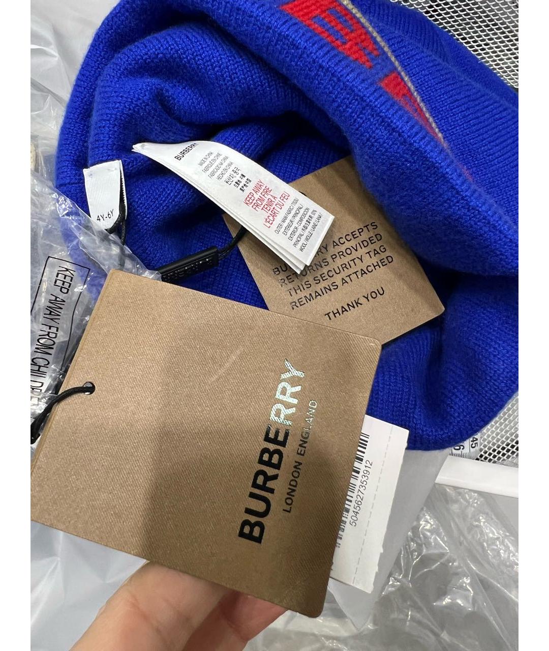 BURBERRY Синяя кашемировая шапка, фото 6