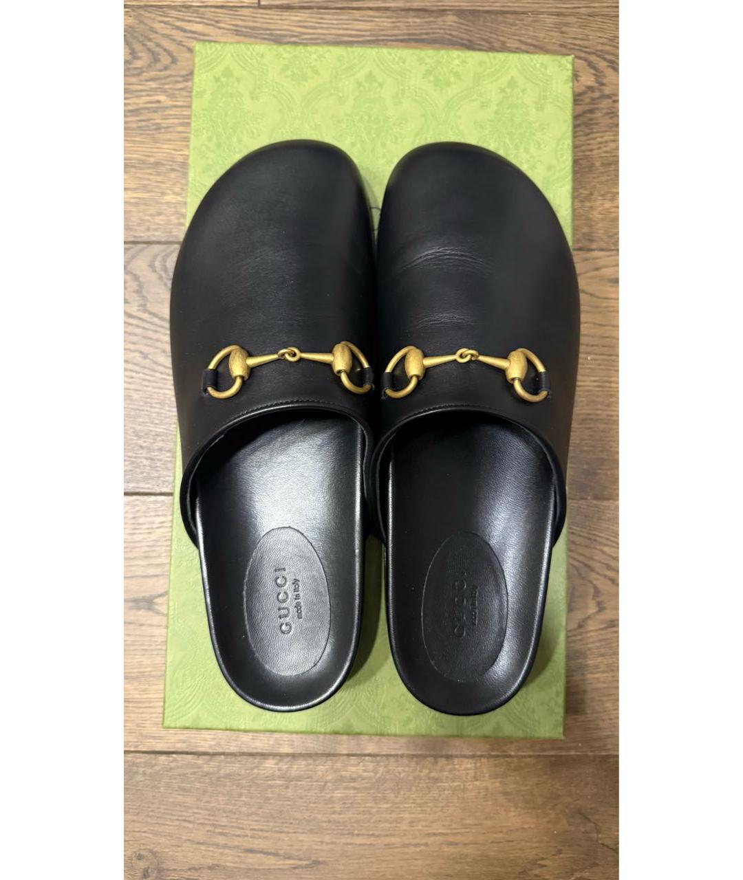 GUCCI Черные кожаные сабо, фото 3