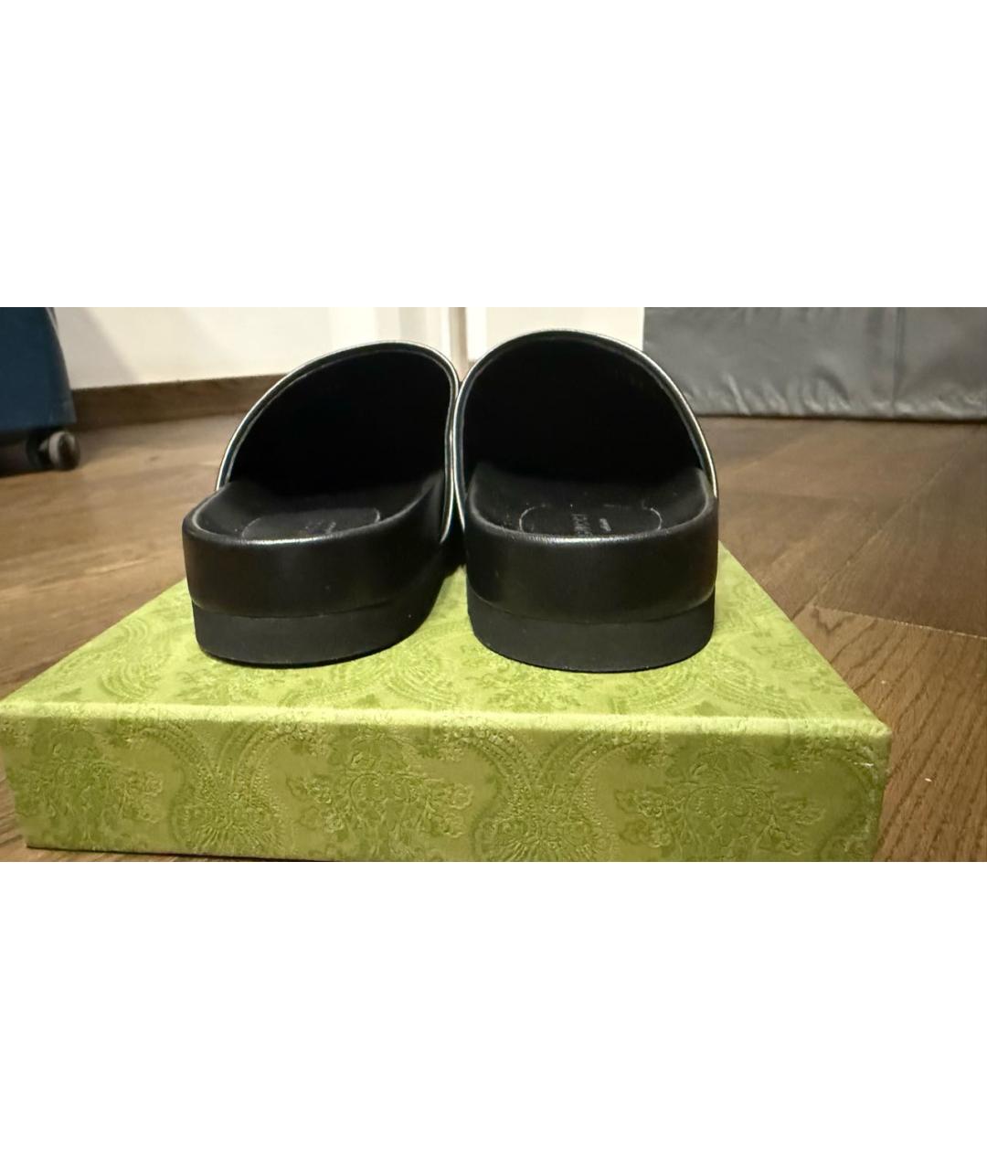 GUCCI Черные кожаные сабо, фото 4