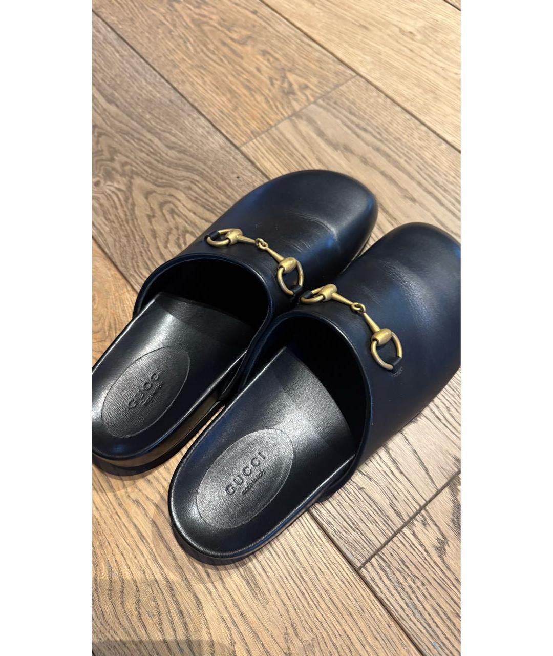 GUCCI Черные кожаные сабо, фото 6