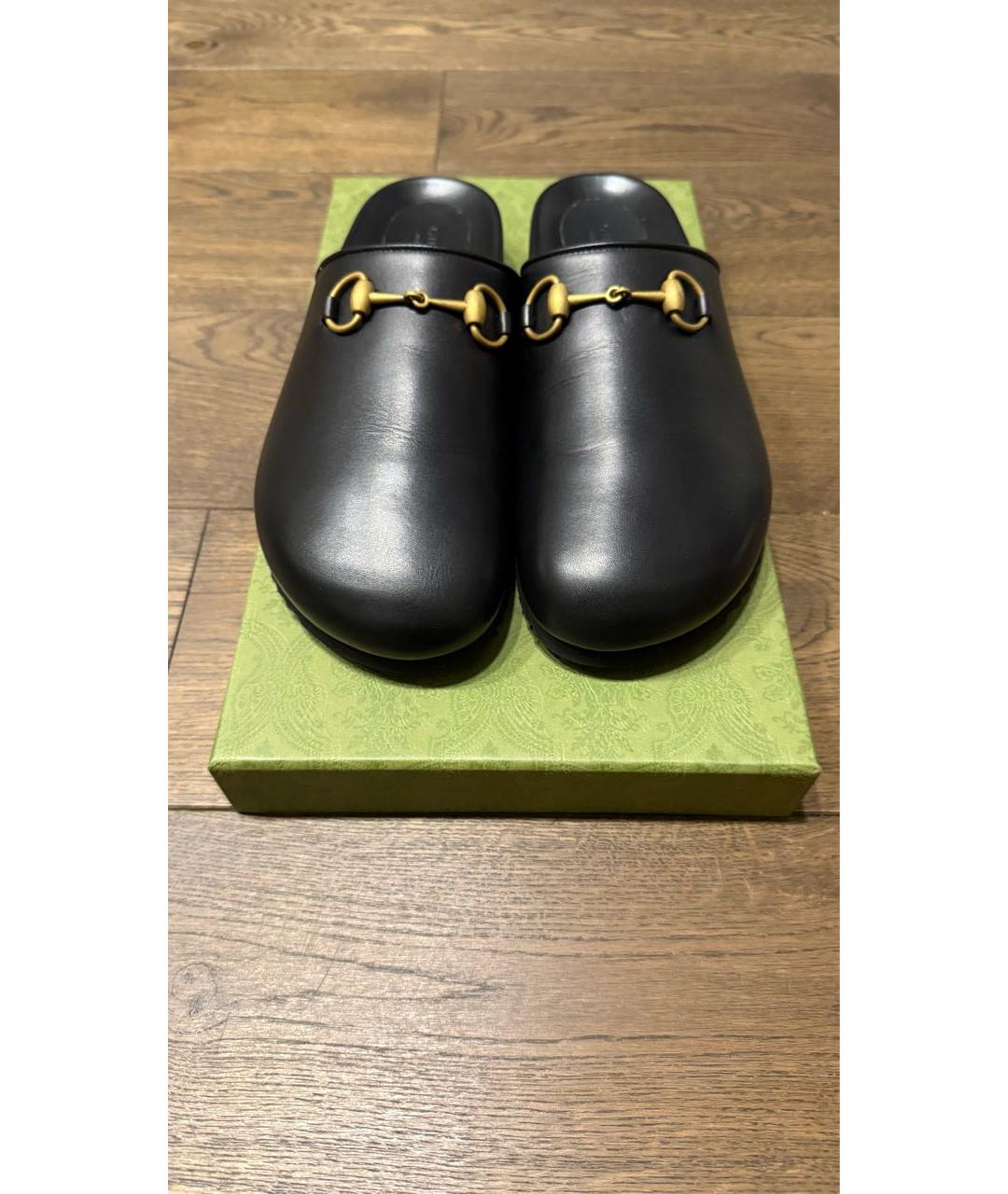 GUCCI Черные кожаные сабо, фото 2