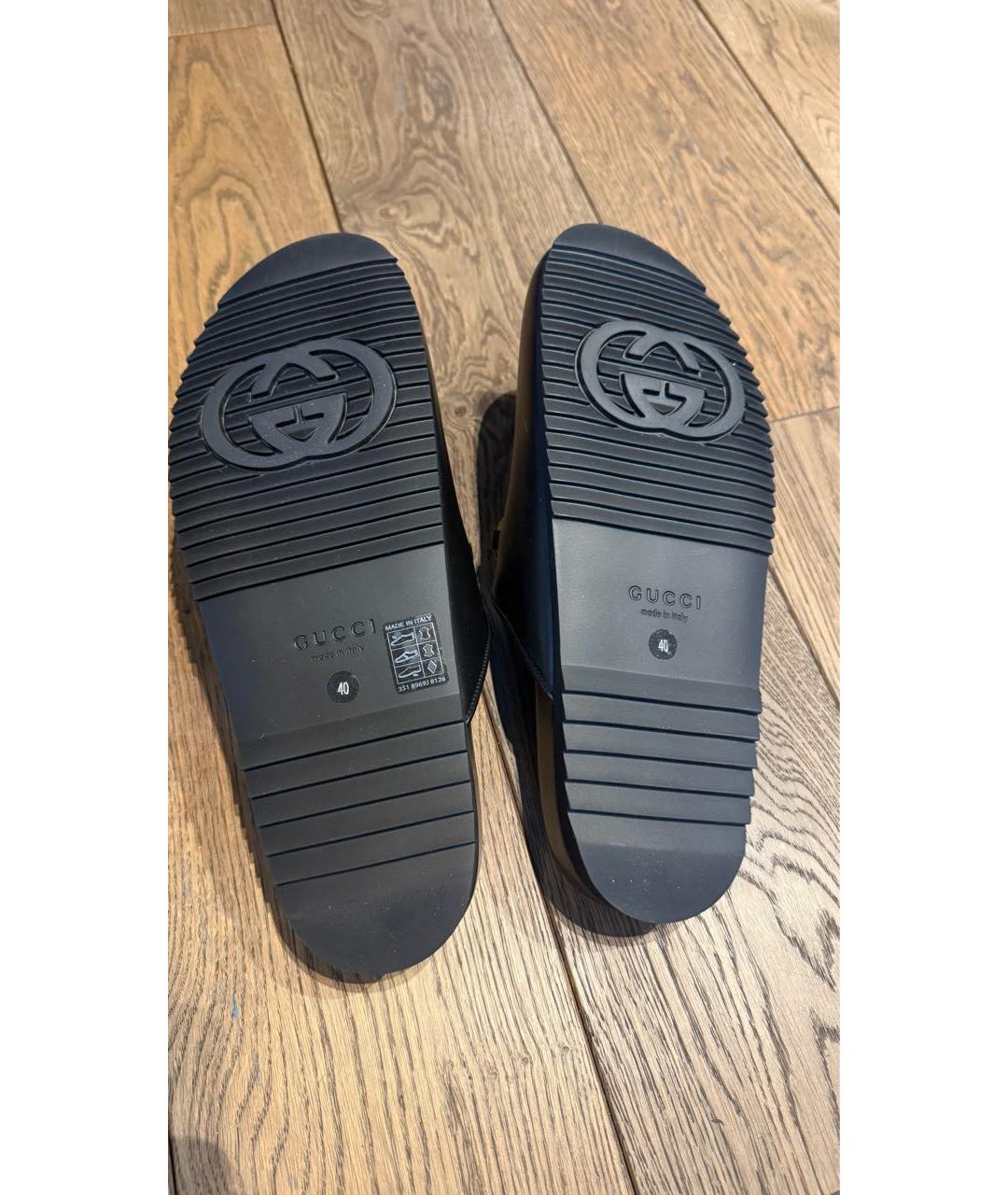 GUCCI Черные кожаные сабо, фото 5