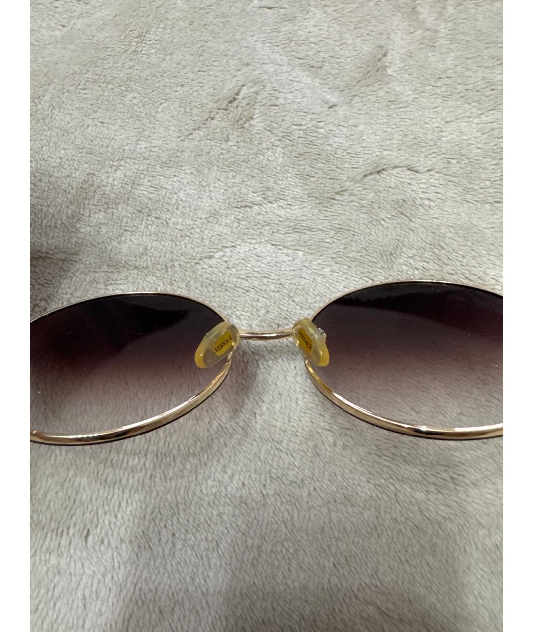 VERSACE Коричневые металлические солнцезащитные очки, фото 7