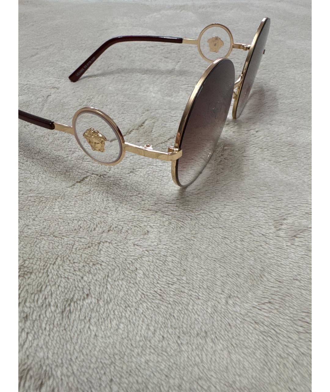 VERSACE Коричневые металлические солнцезащитные очки, фото 2