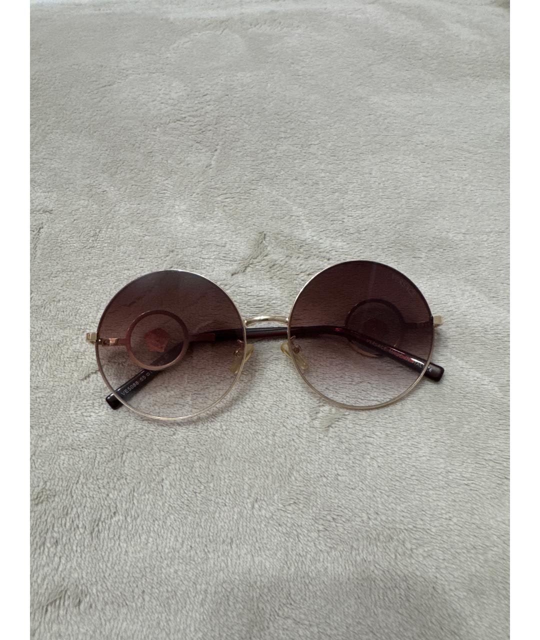 VERSACE Коричневые металлические солнцезащитные очки, фото 8