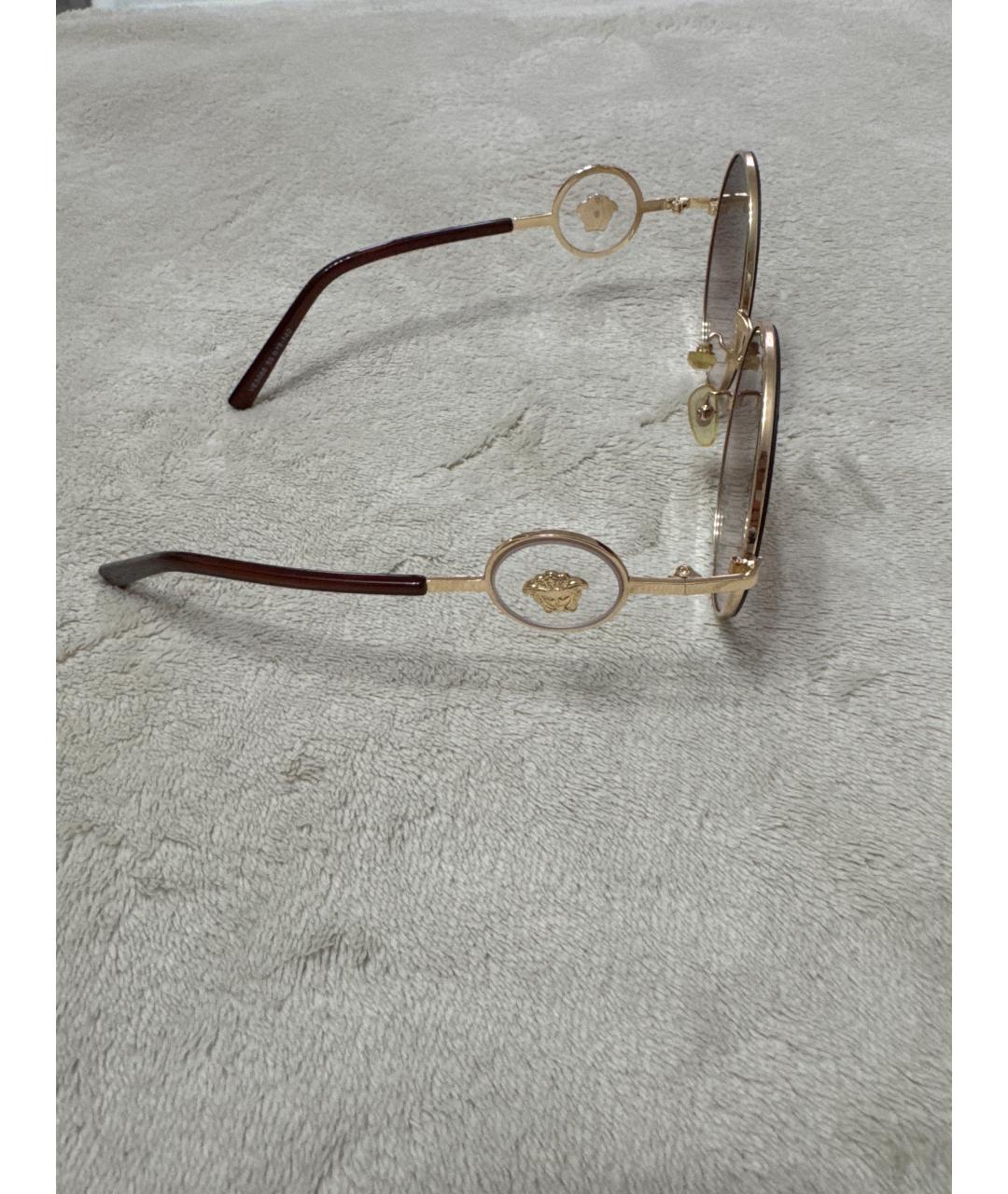 VERSACE Коричневые металлические солнцезащитные очки, фото 3