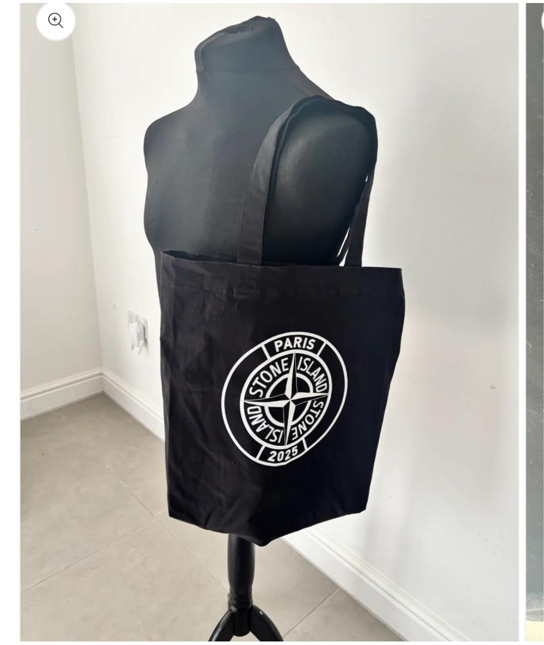 STONE ISLAND Черная хлопковая сумка тоут, фото 5