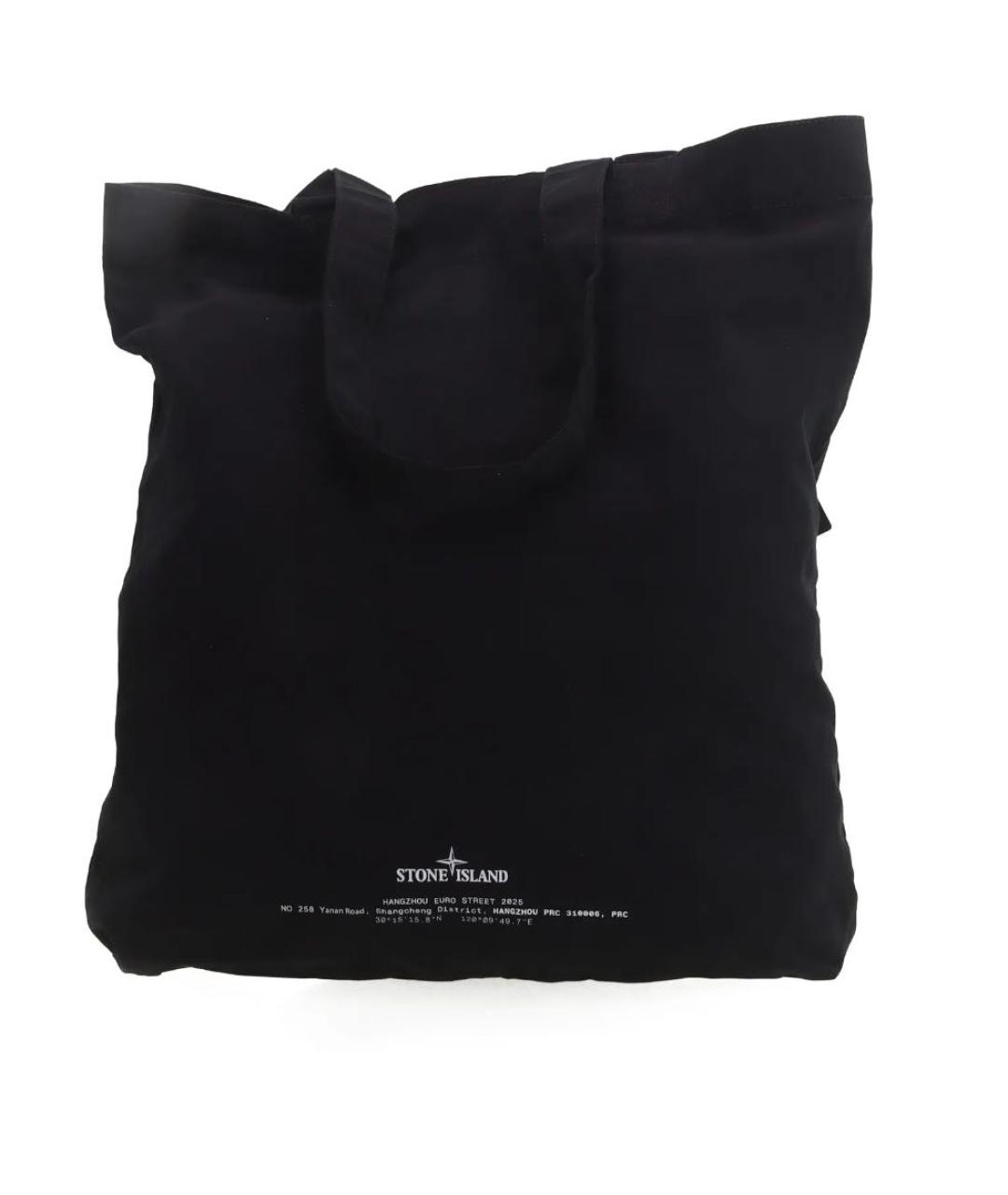 STONE ISLAND Черная хлопковая сумка тоут, фото 3