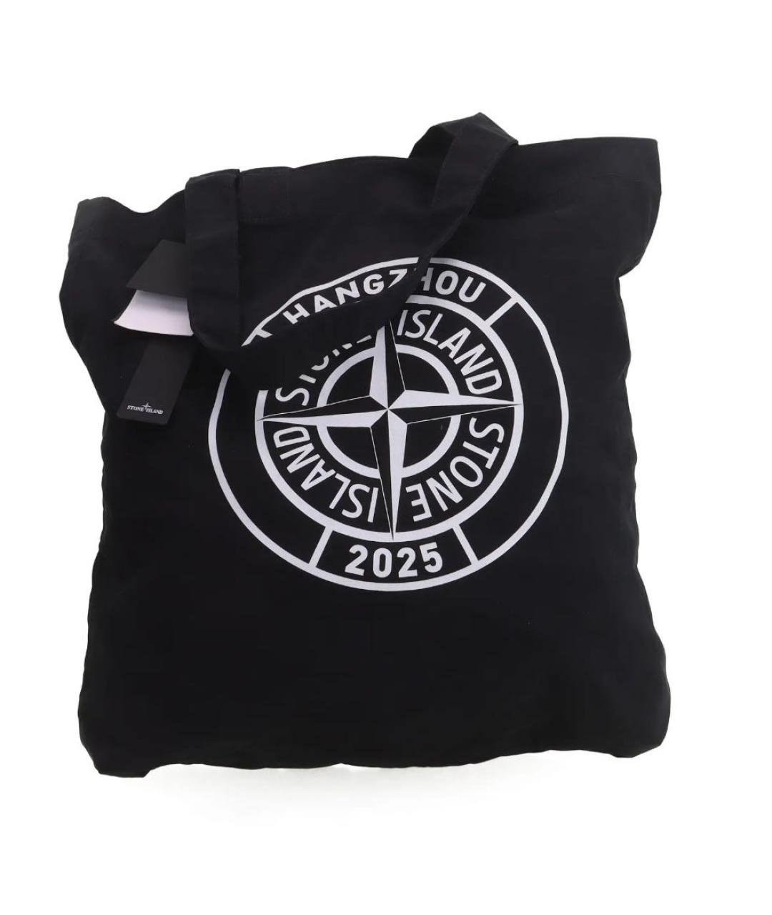 STONE ISLAND Черная хлопковая сумка тоут, фото 6