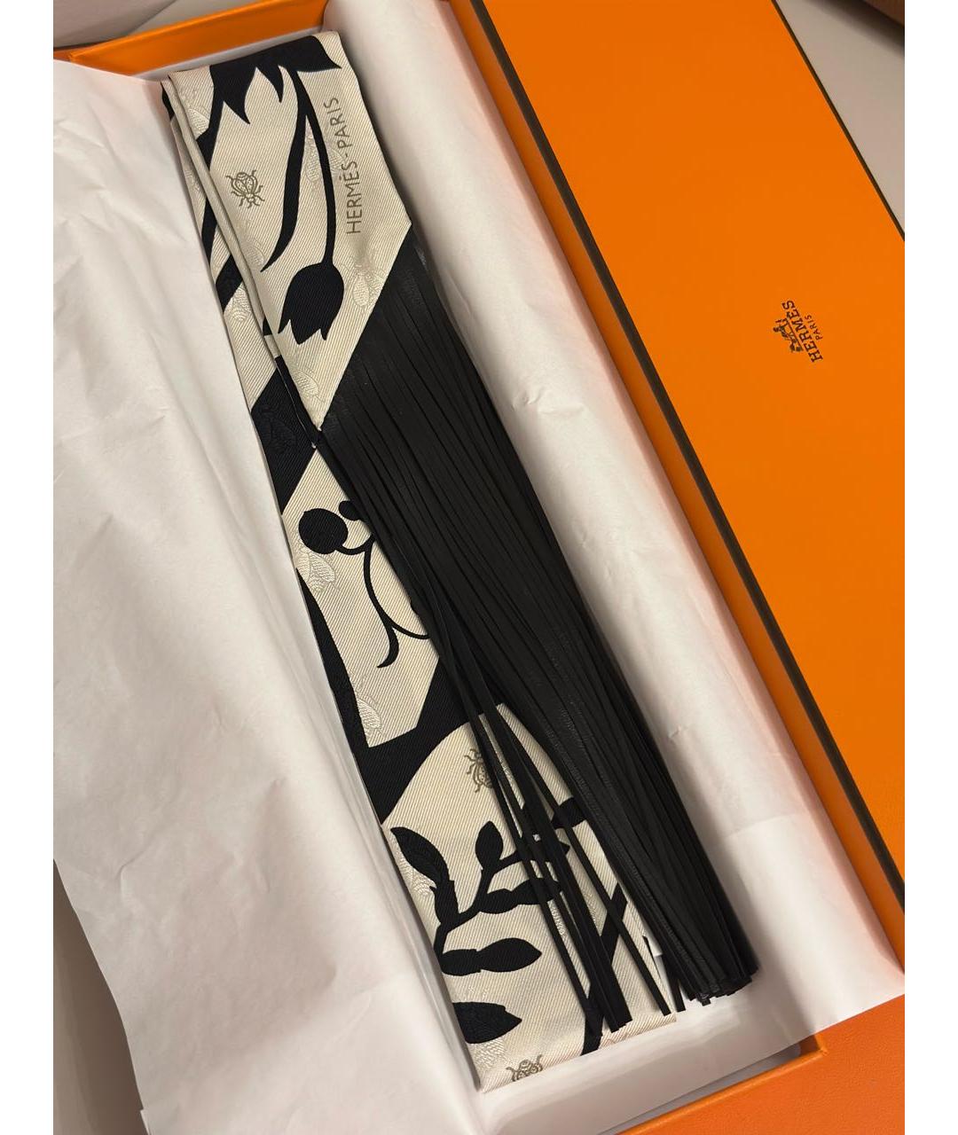 HERMES Черный шелковый платок, фото 3