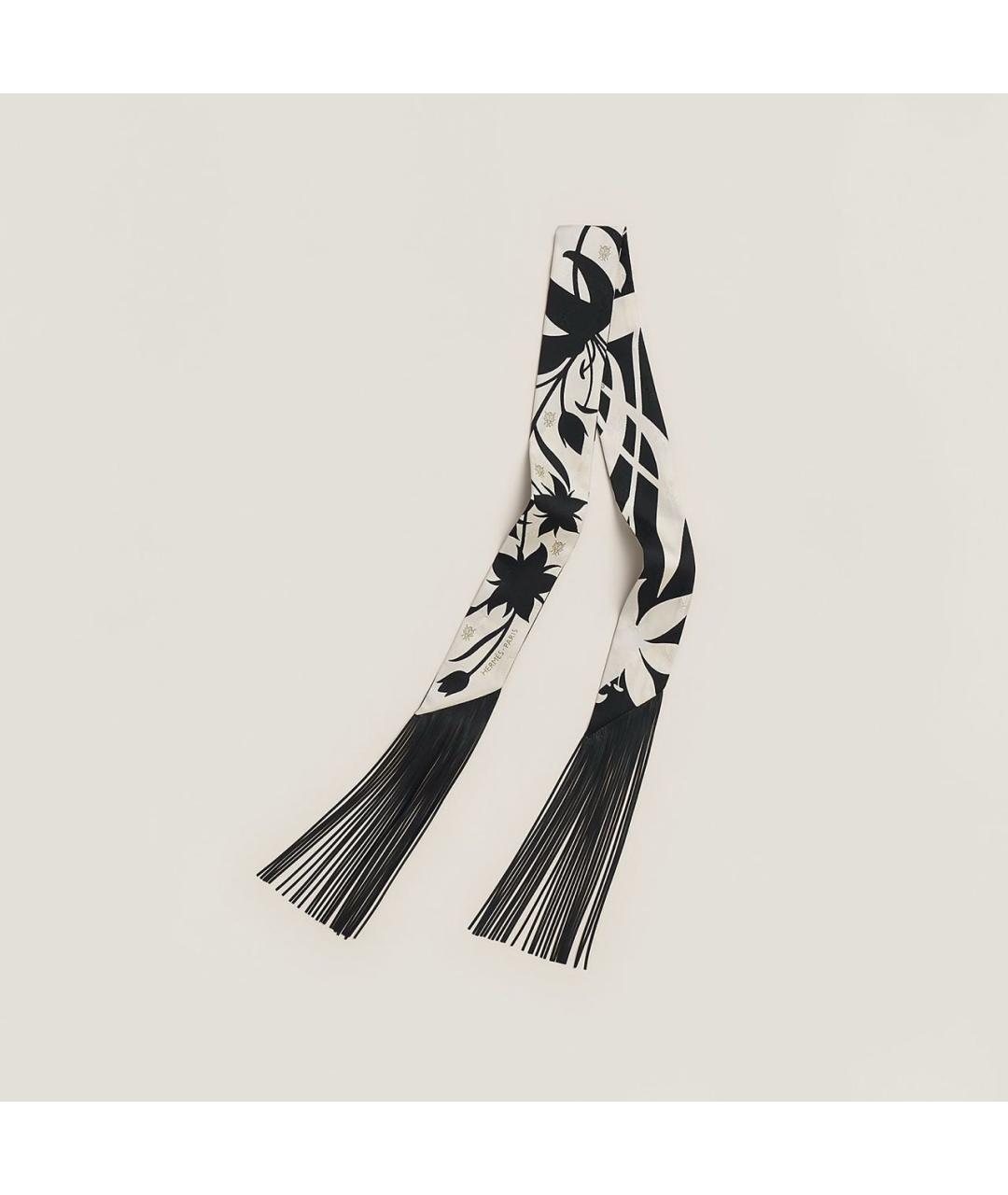 HERMES Черный шелковый платок, фото 5