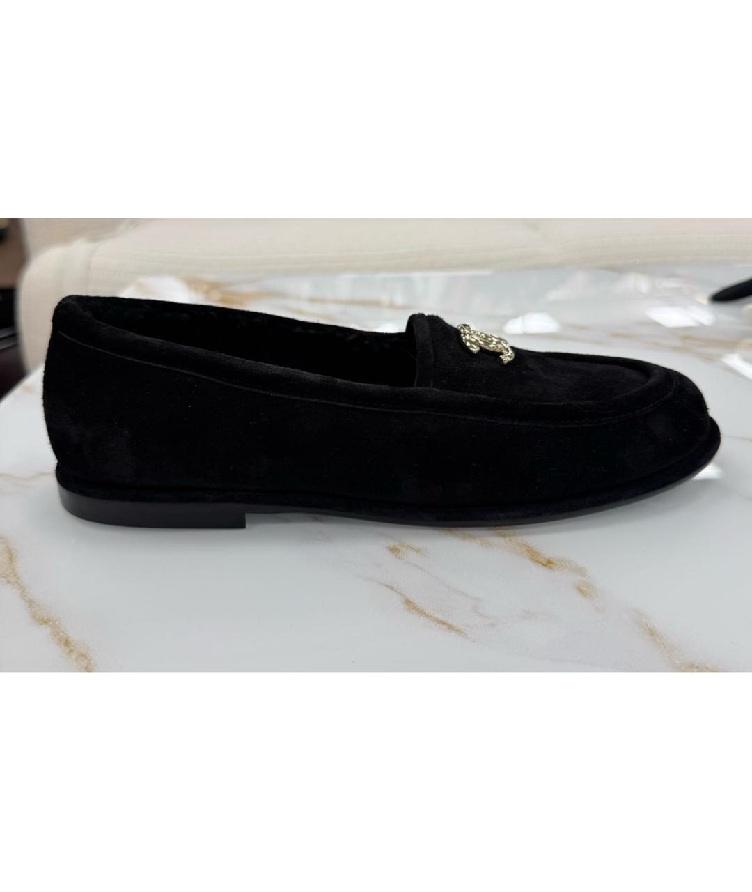 CHANEL Черные замшевые лоферы, фото 9