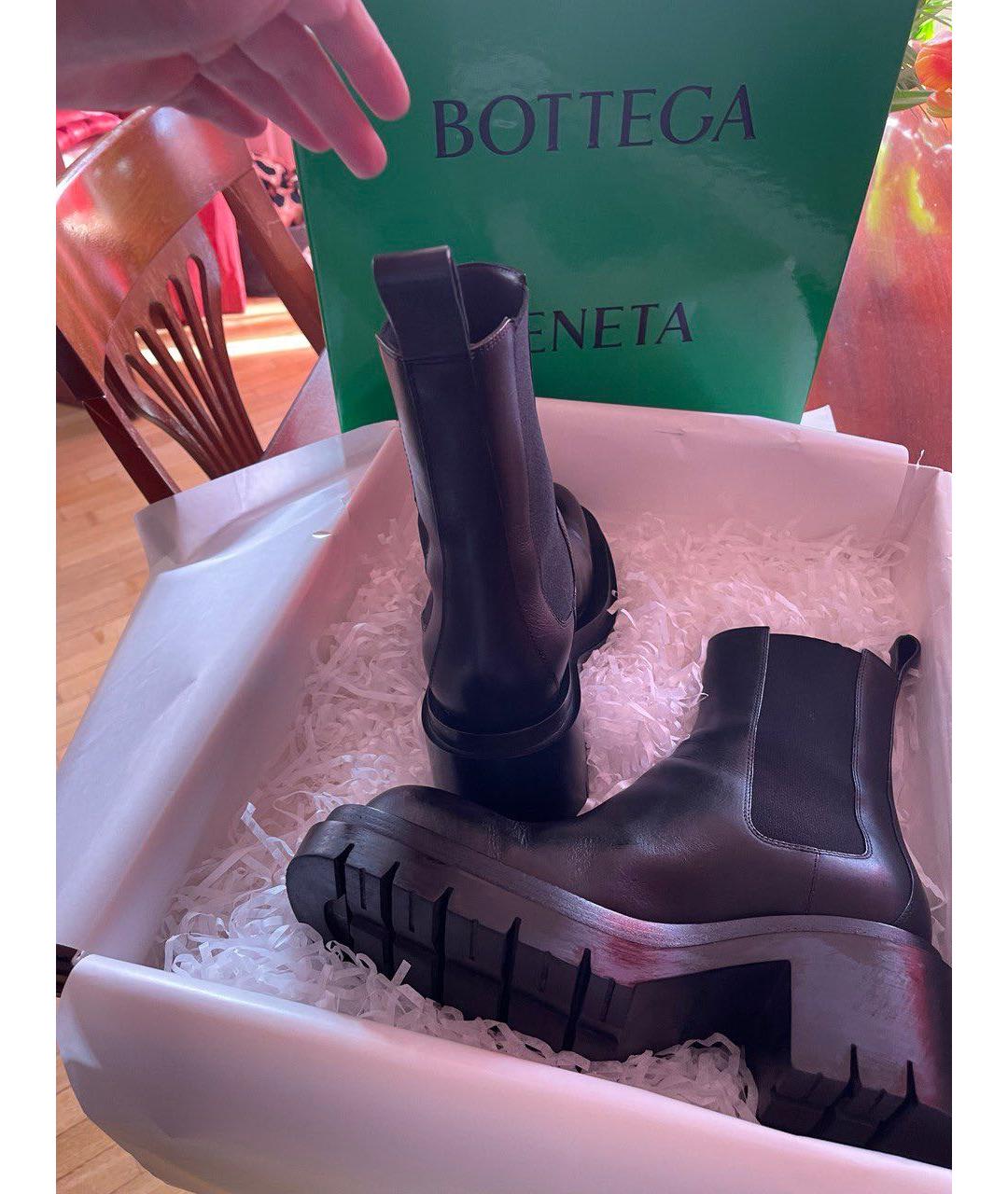 BOTTEGA VENETA Черные кожаные полусапоги, фото 4