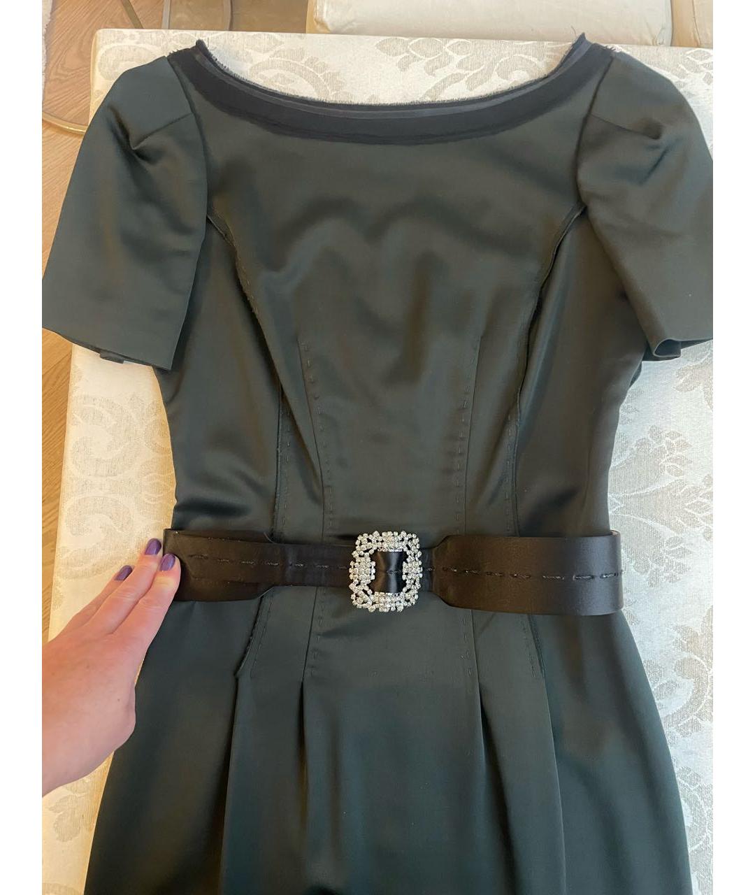 ALBERTA FERRETTI Зеленые атласное вечернее платье, фото 3