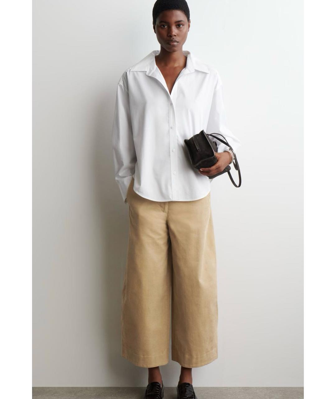 COS Бежевые хлопковые брюки широкие, фото 6