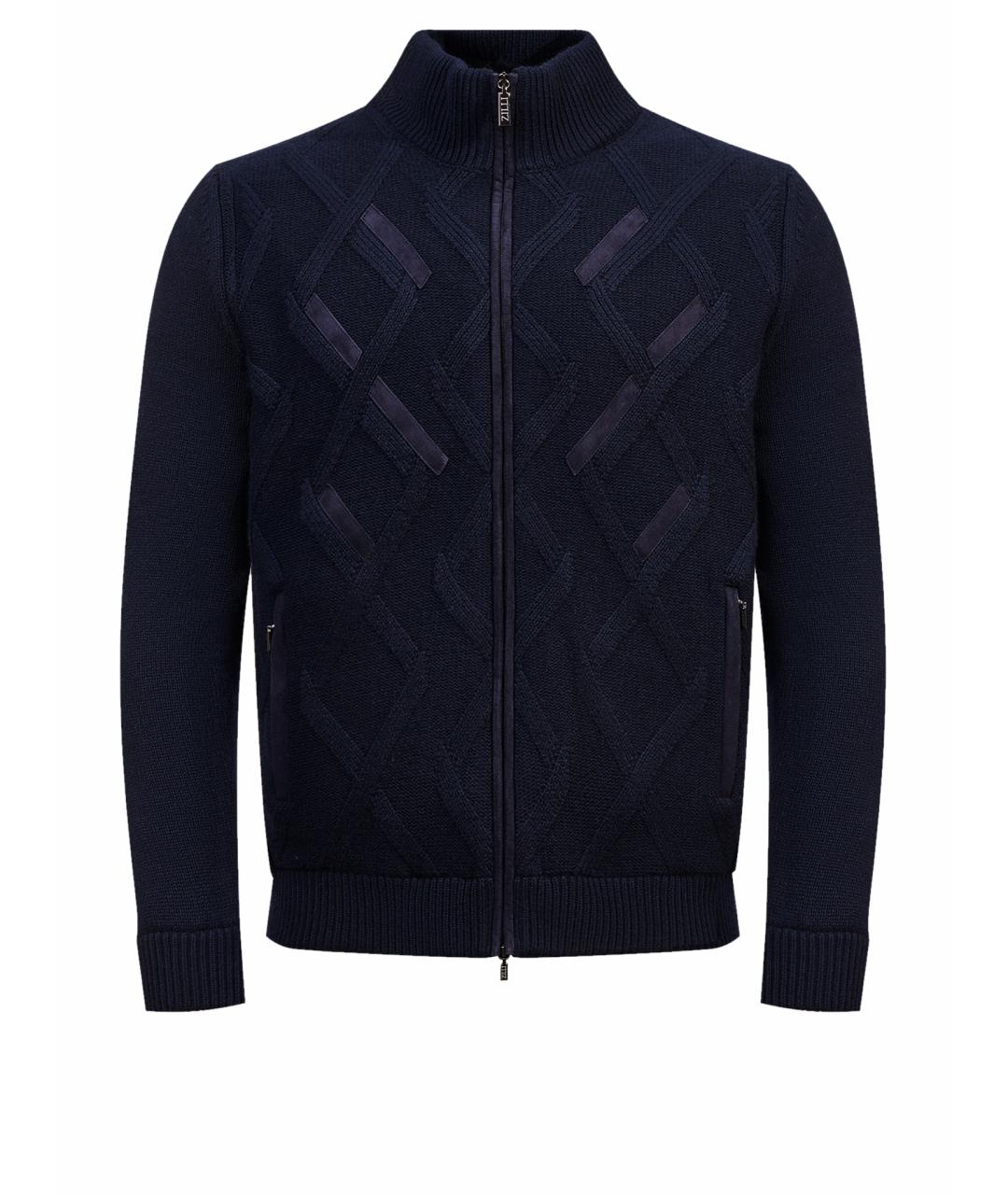 ZILLI Темно-синий кашемировый кардиган, фото 1