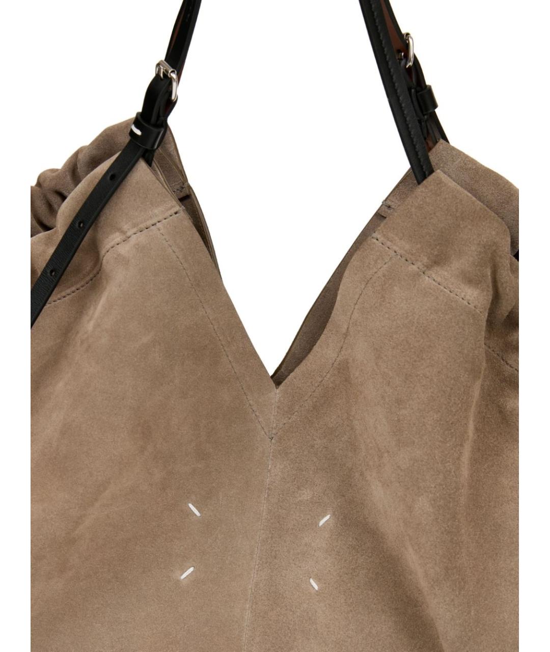 MAISON MARGIELA Бежевая замшевая сумка тоут, фото 3