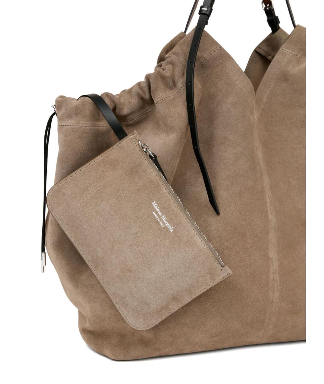 MAISON MARGIELA Бежевая замшевая сумка тоут, фото 4
