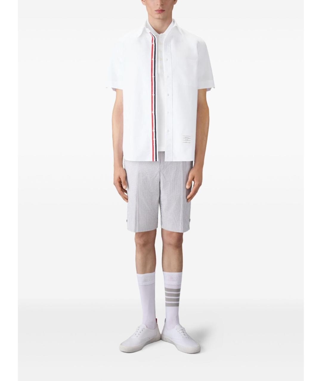 THOM BROWNE Белое хлопковое поло с коротким рукавом, фото 5