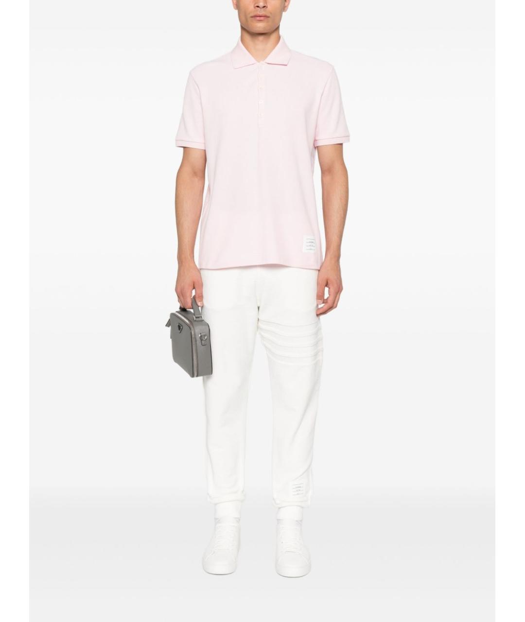 THOM BROWNE Розовое хлопковое поло с коротким рукавом, фото 3