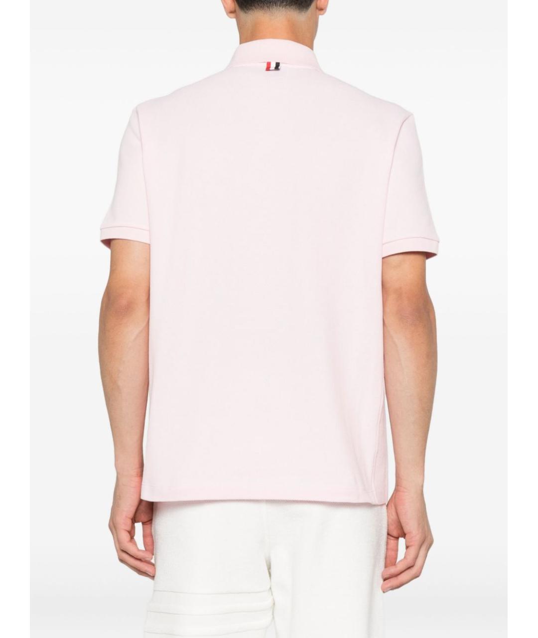 THOM BROWNE Розовое хлопковое поло с коротким рукавом, фото 2
