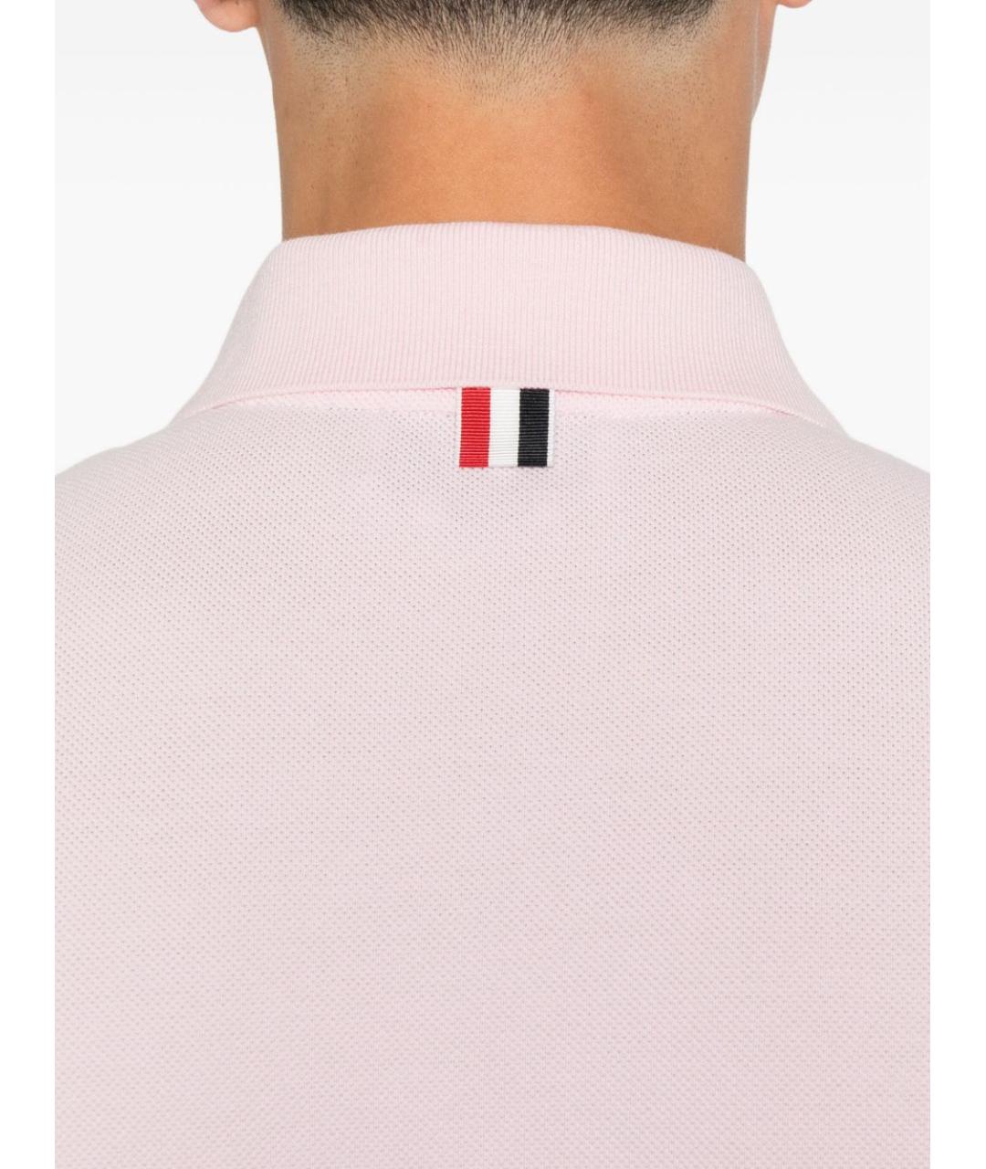 THOM BROWNE Розовое хлопковое поло с коротким рукавом, фото 4
