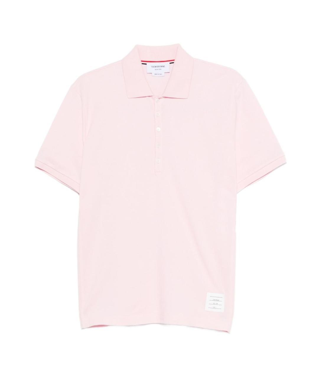 THOM BROWNE Розовое хлопковое поло с коротким рукавом, фото 1