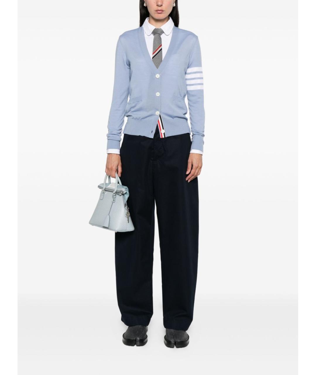 THOM BROWNE Голубой шерстяной кардиган, фото 2