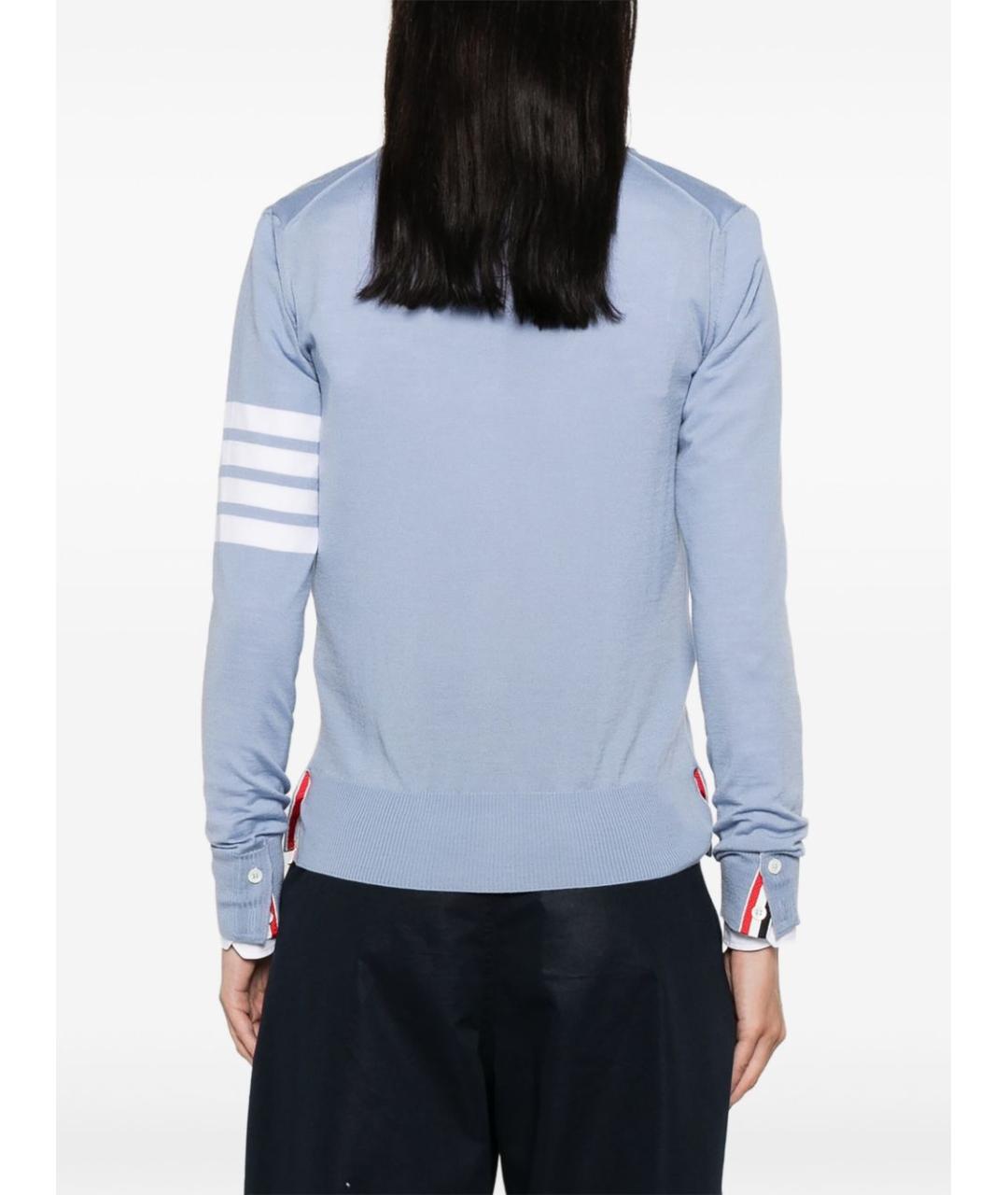 THOM BROWNE Голубой шерстяной кардиган, фото 4
