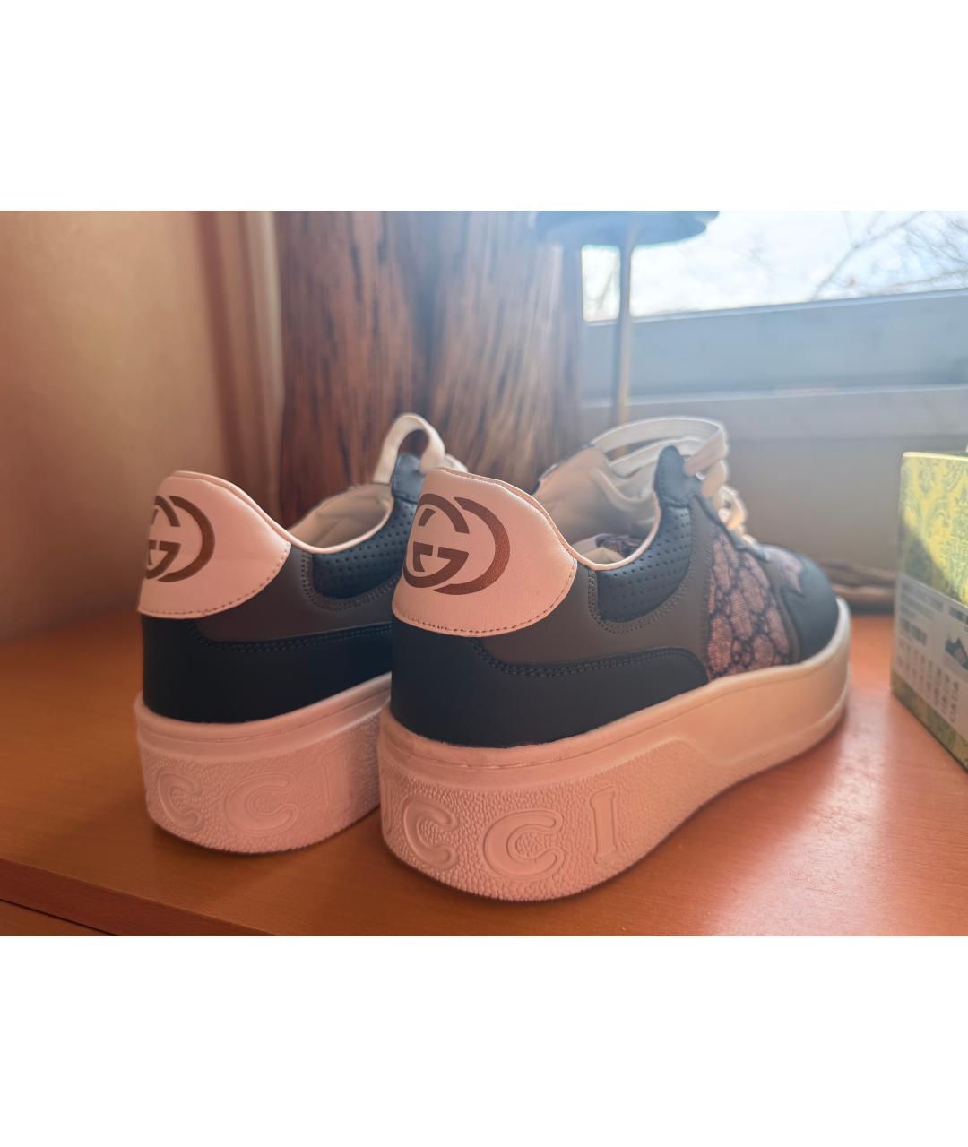 GUCCI Темно-синие кожаные высокие кроссовки / кеды, фото 9