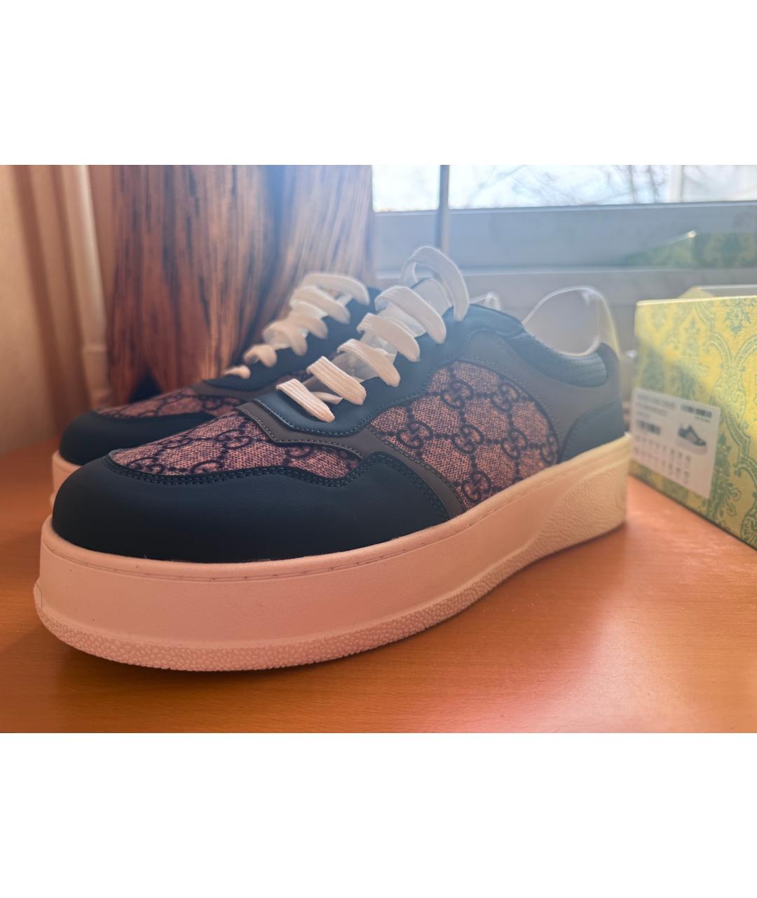 GUCCI Темно-синие кожаные высокие кроссовки / кеды, фото 8