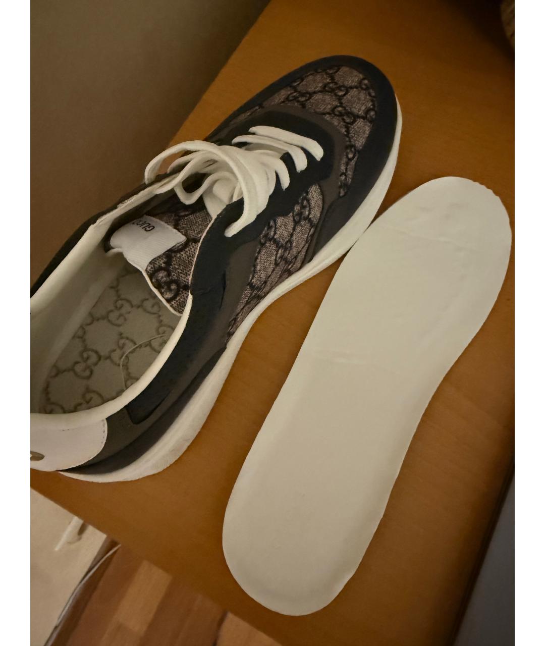 GUCCI Темно-синие кожаные высокие кроссовки / кеды, фото 6