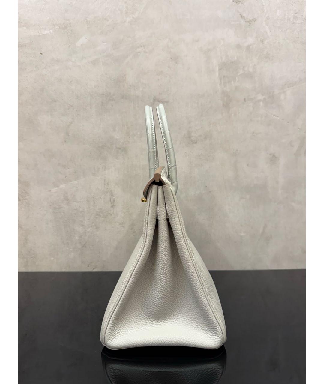 HERMES Серая кожаная сумка с короткими ручками, фото 4