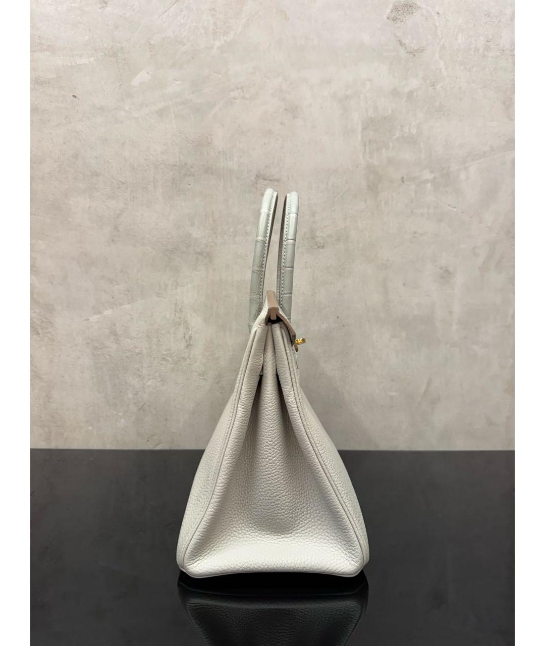 HERMES Серая кожаная сумка с короткими ручками, фото 3