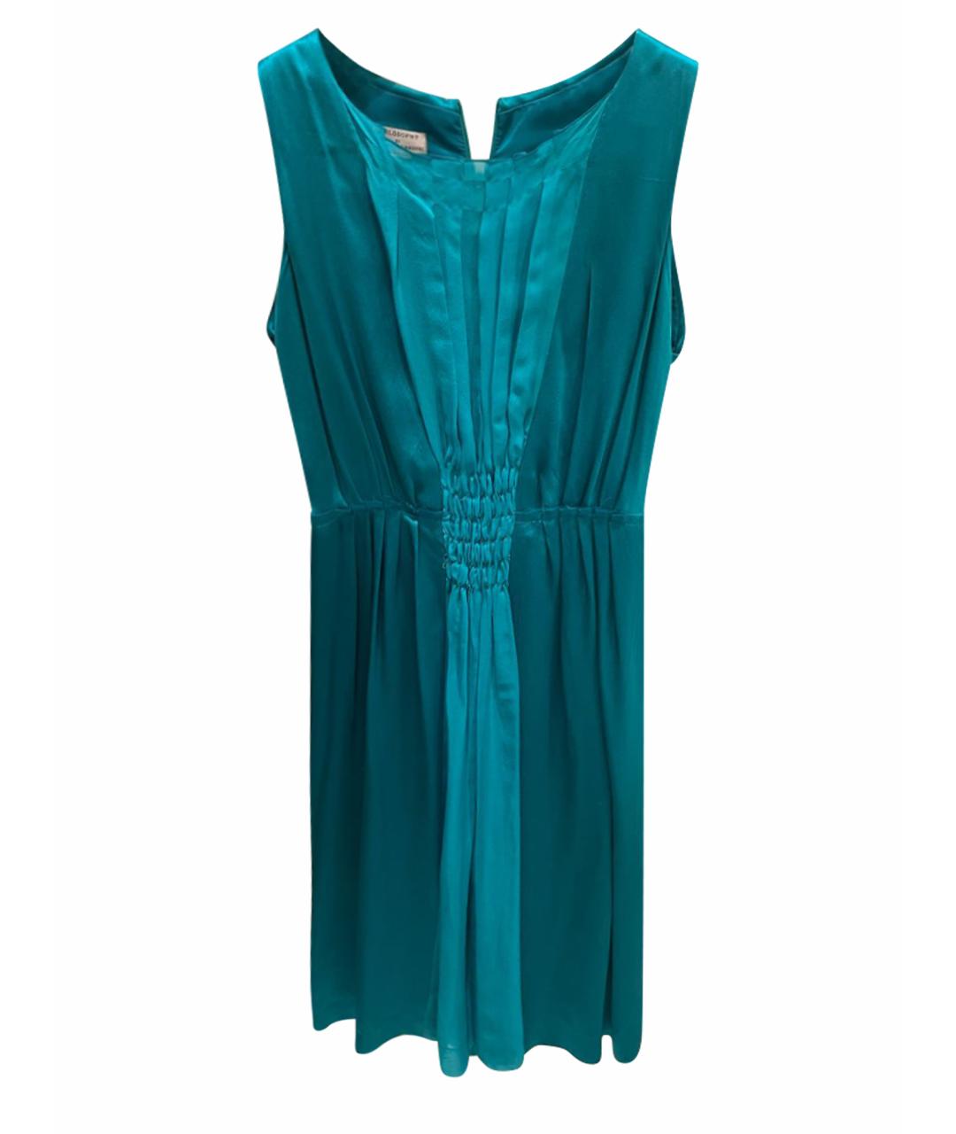 ALBERTA FERRETTI Бирюзовое шелковое коктейльное платье, фото 1