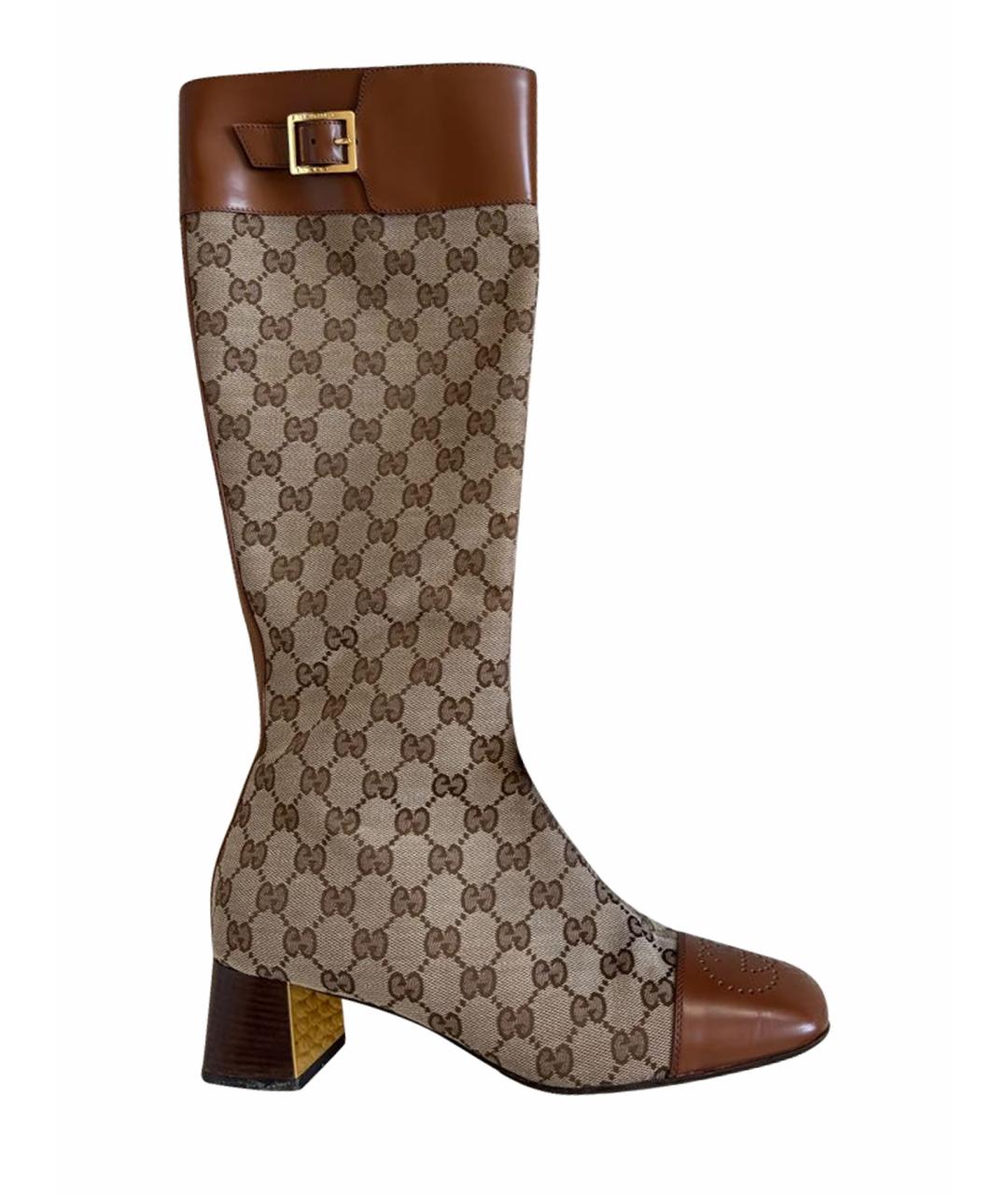 GUCCI Коричневые текстильные сапоги, фото 1